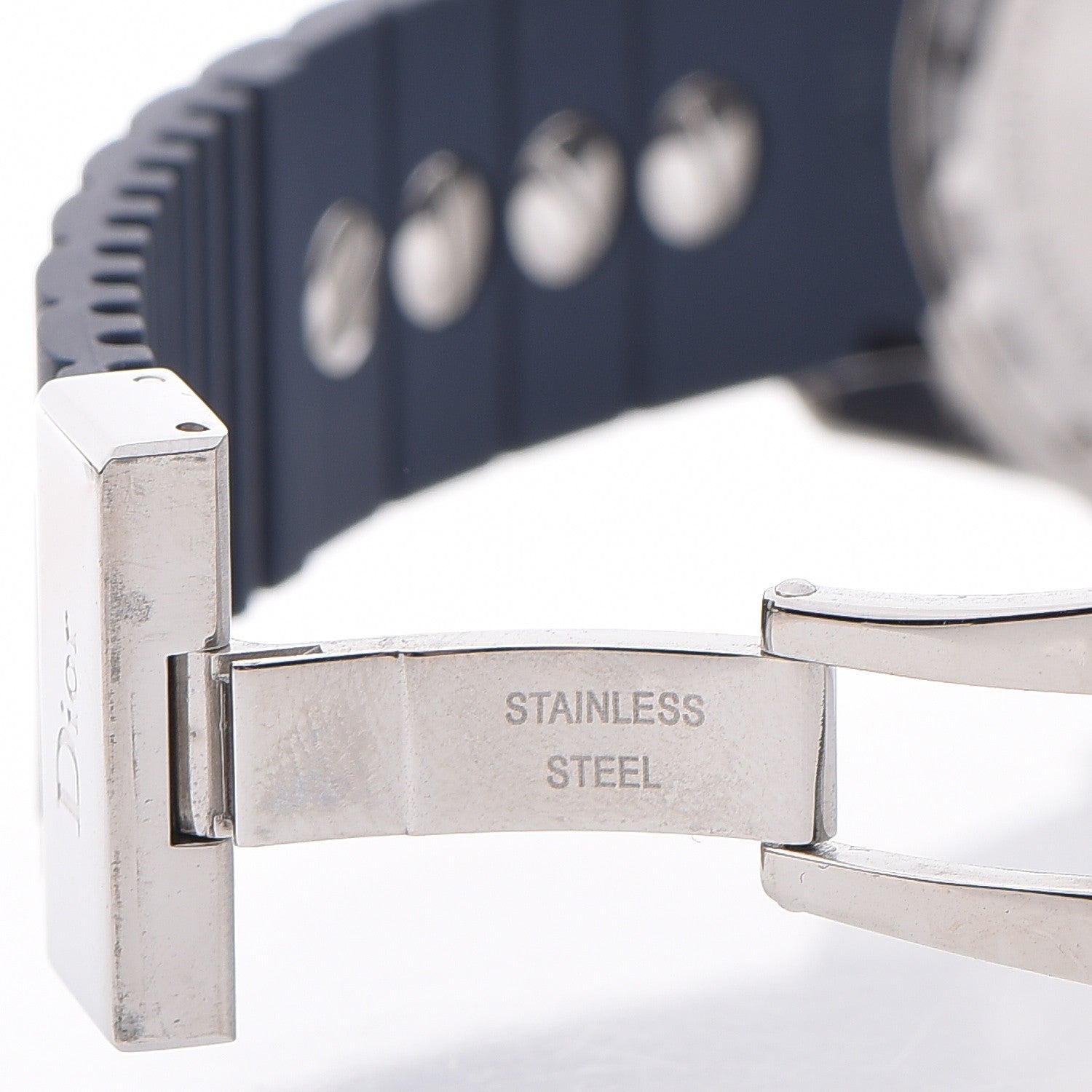 Christian Dior Stainless Steel Rubber Diamond Blue Sapphire 38mm Christal Chronograph Quartz Watch Blue 10 of 11