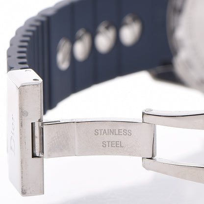 Christian Dior Stainless Steel Rubber Diamond Blue Sapphire 38mm Christal Chronograph Quartz Watch Blue 10 of 11