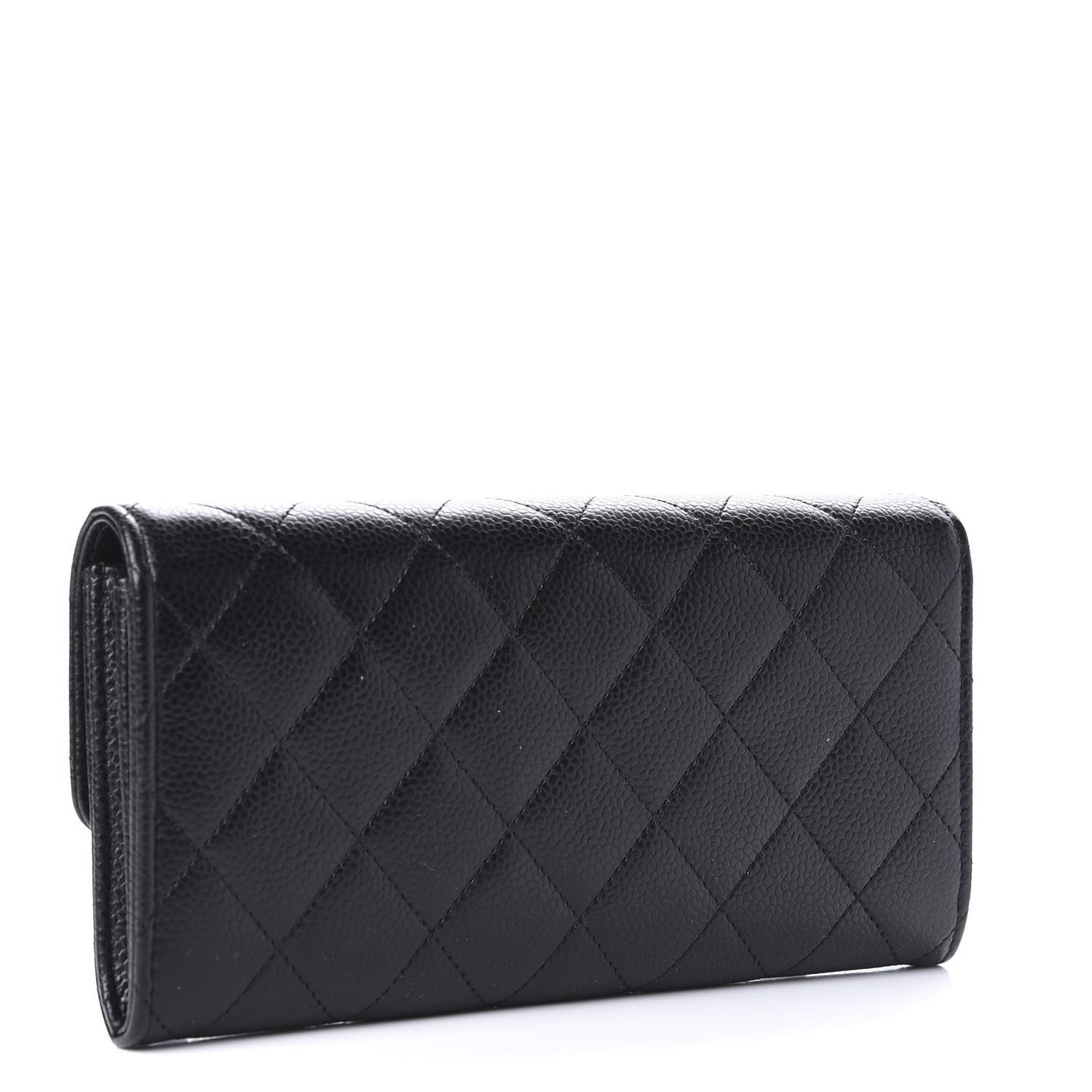 Caviar Quilted Large Flap Wallet Black