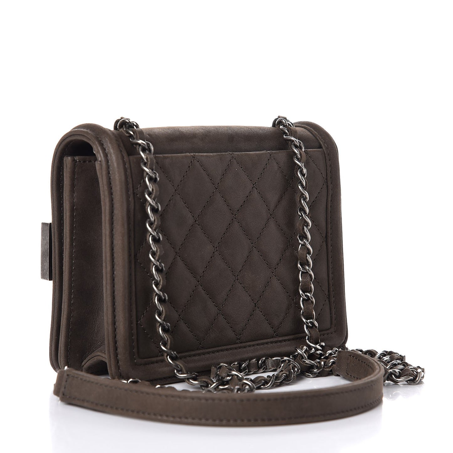 Iridescent Calfskin Marble Plexiglass Boy Brick Flap Dark Khaki