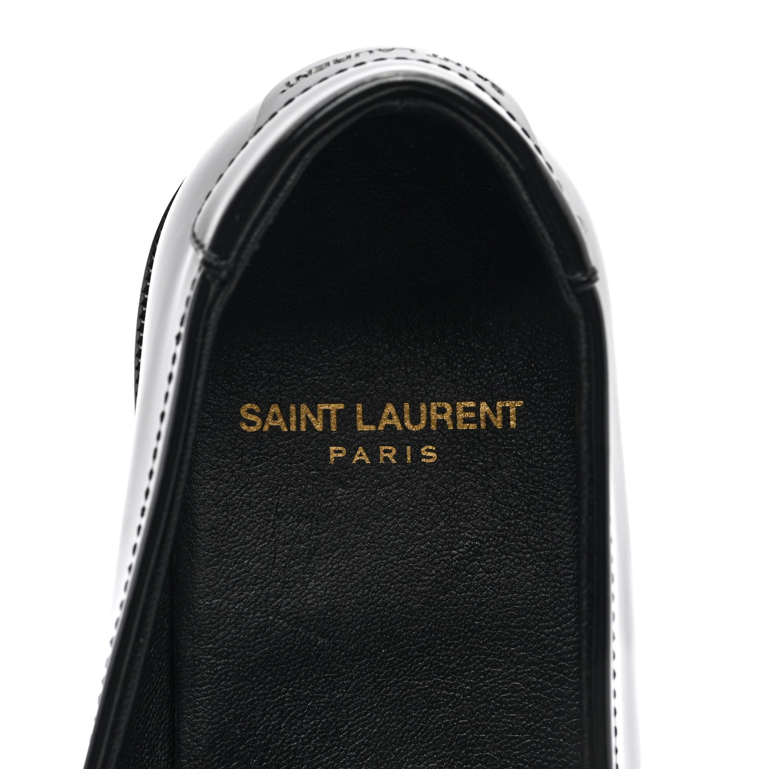Saint Laurent Patent Calfskin Penny Loafers 39 Black 7 of 8