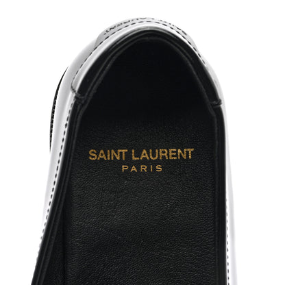 Saint Laurent Patent Calfskin Penny Loafers 39 Black 7 of 8