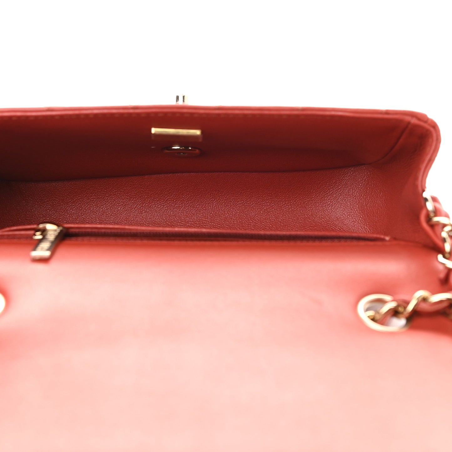 Lambskin Quilted Mini Rectangular Flap Brown