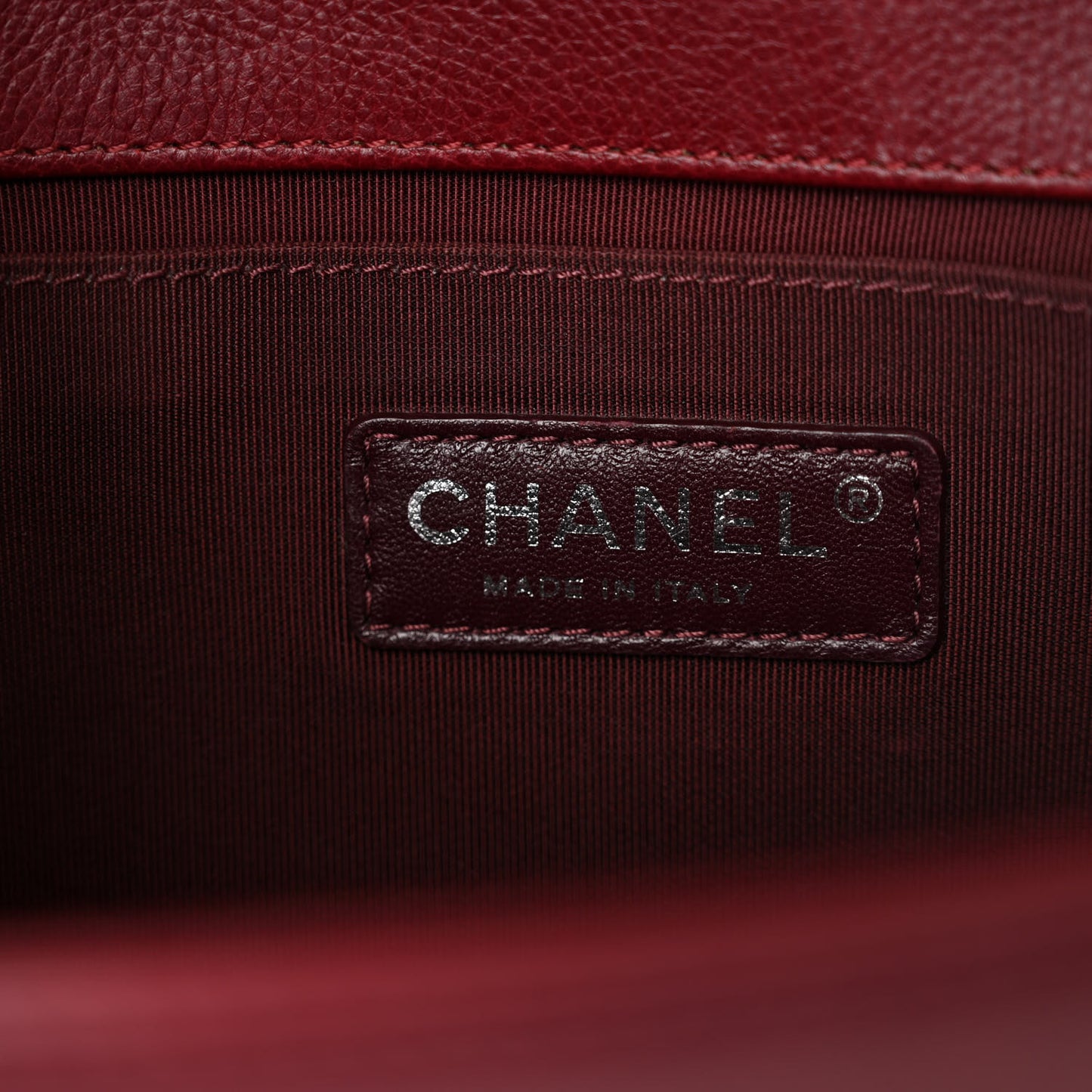 Calfskin Double Stitch Medium Boy Flap Burgundy