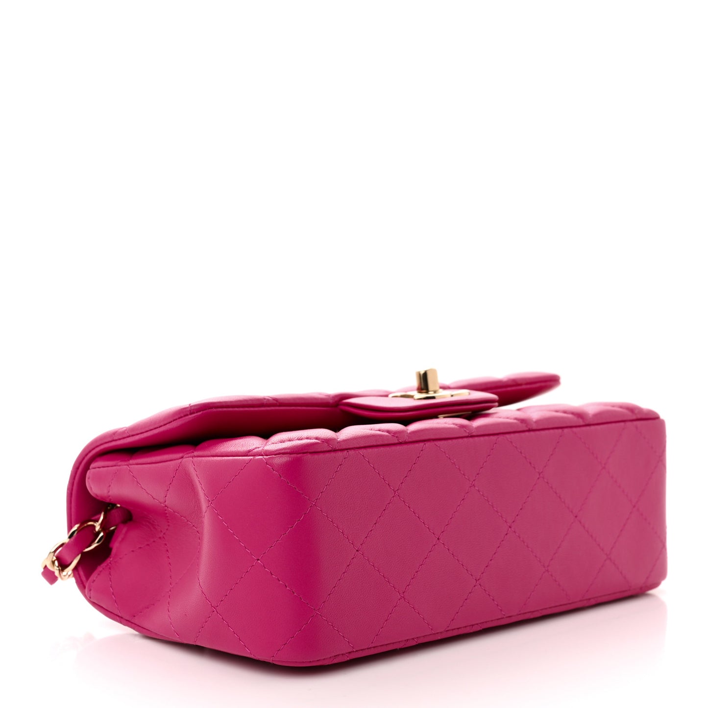 Lambskin Quilted Mini Rectangular Flap Fuchsia