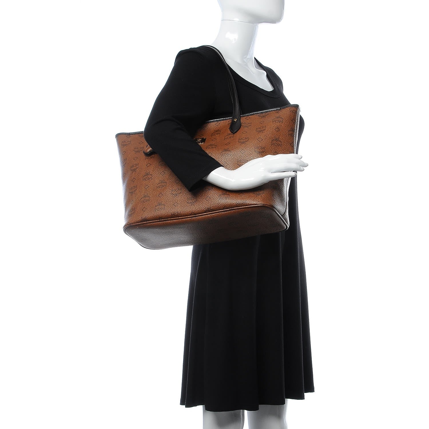 MCM Visetos Dog Bone Shopper Tote Brown 2 of 8