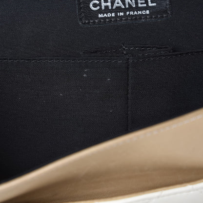 Chanel Lambskin Quilted Colorblock Jumbo Double Flap Black White Beige 9 of 15