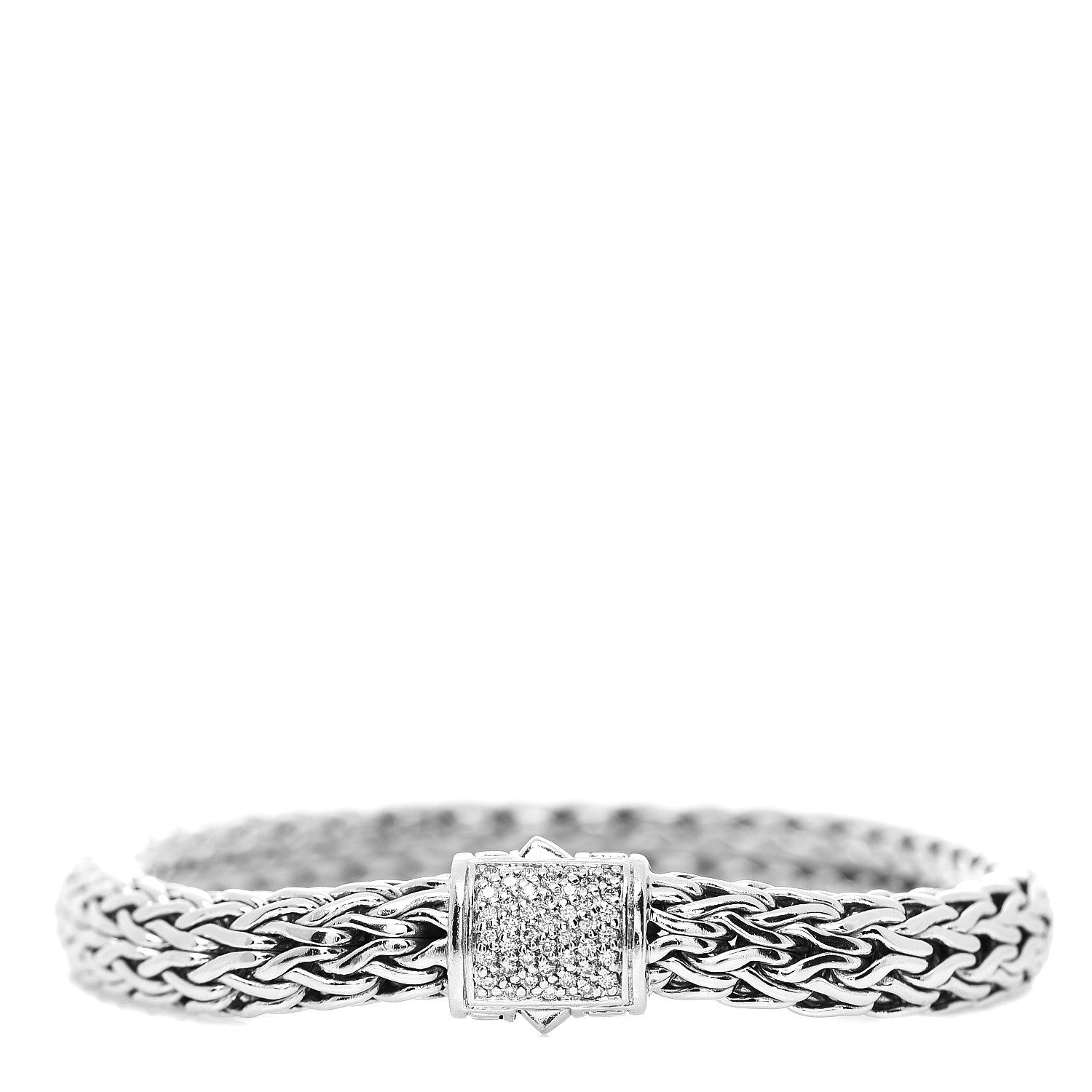 John Hardy Sterling Silver Diamond 7.5mm Classic Chain Bracelet 1 of 3