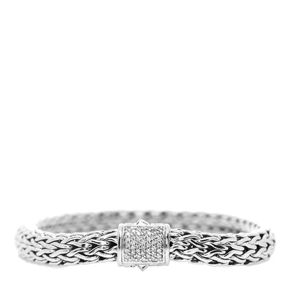 John Hardy Sterling Silver Diamond 7.5mm Classic Chain Bracelet 1 of 3