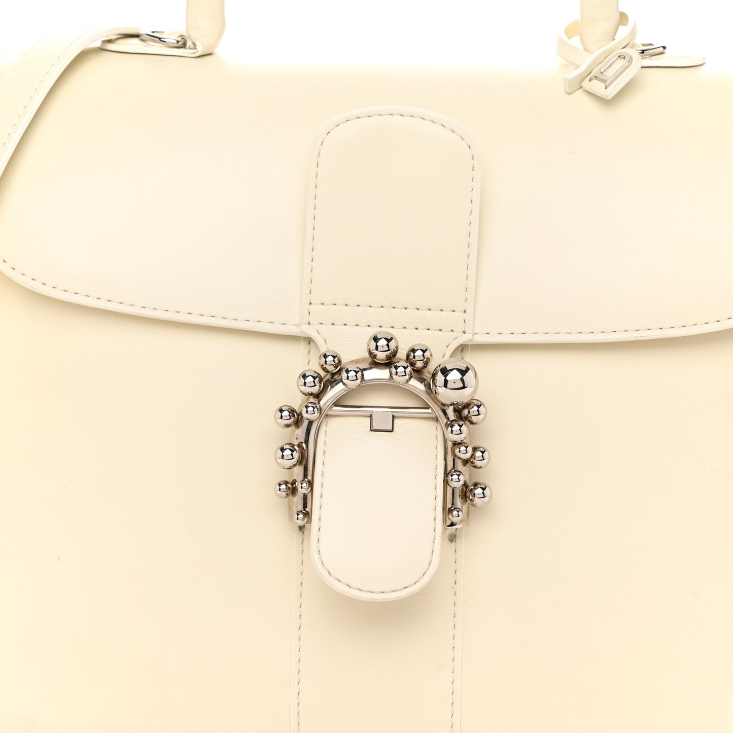 Box Calfskin Studded MM Brillant Satchel Ivory