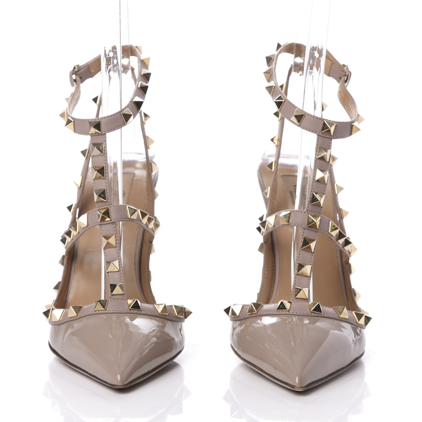 Patent Rockstud Ankle Strap Pumps 39 Poudre