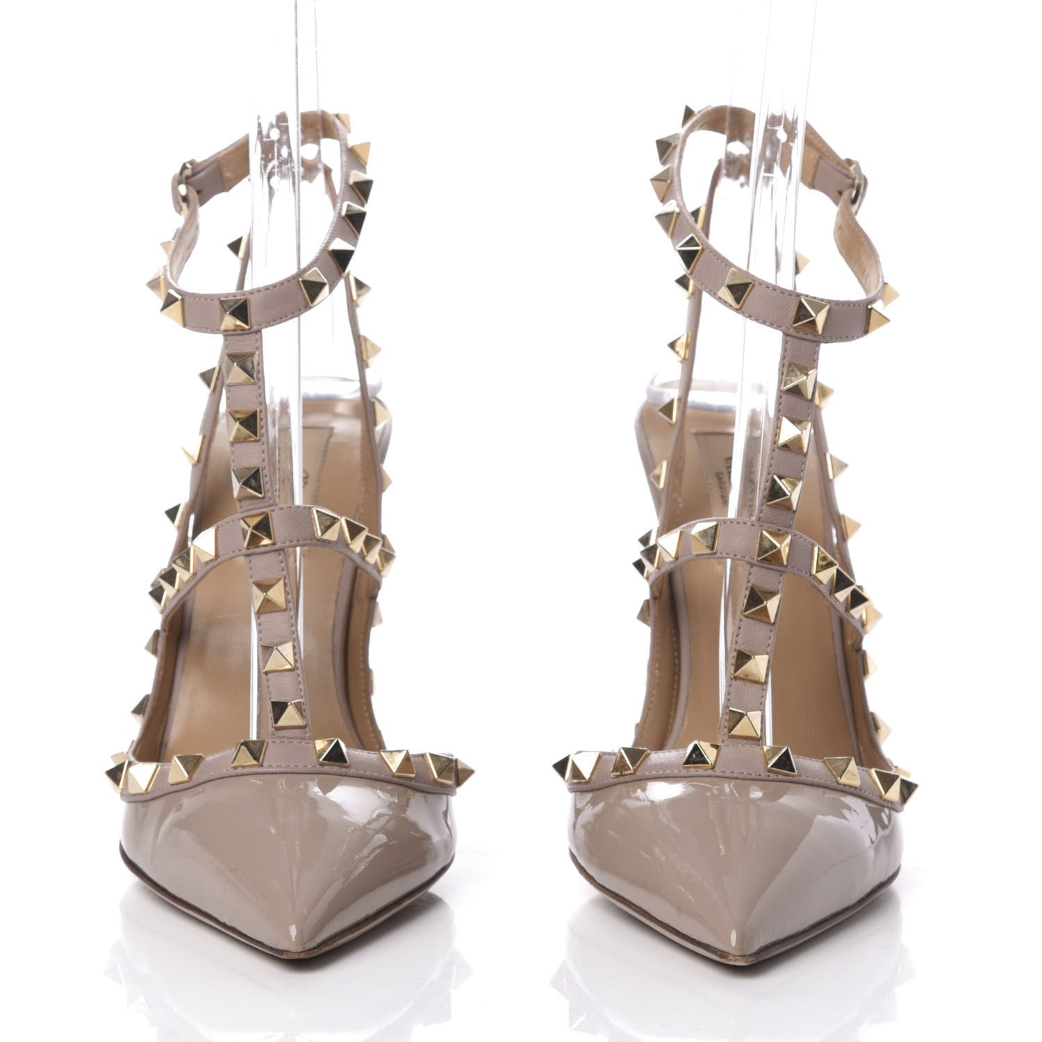 Valentino Garavani Patent Rockstud Ankle Strap Pumps 39 Poudre 2 of 10