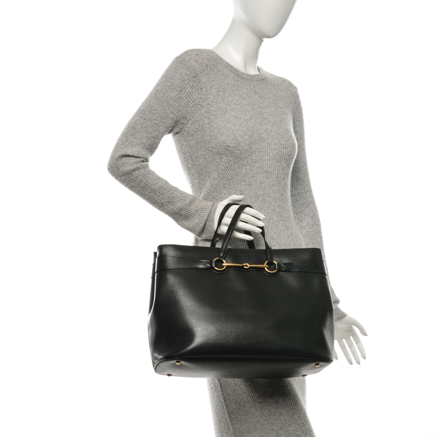 Gucci Textured Calfskin Large Bright Bit Tote Black 2 of 11