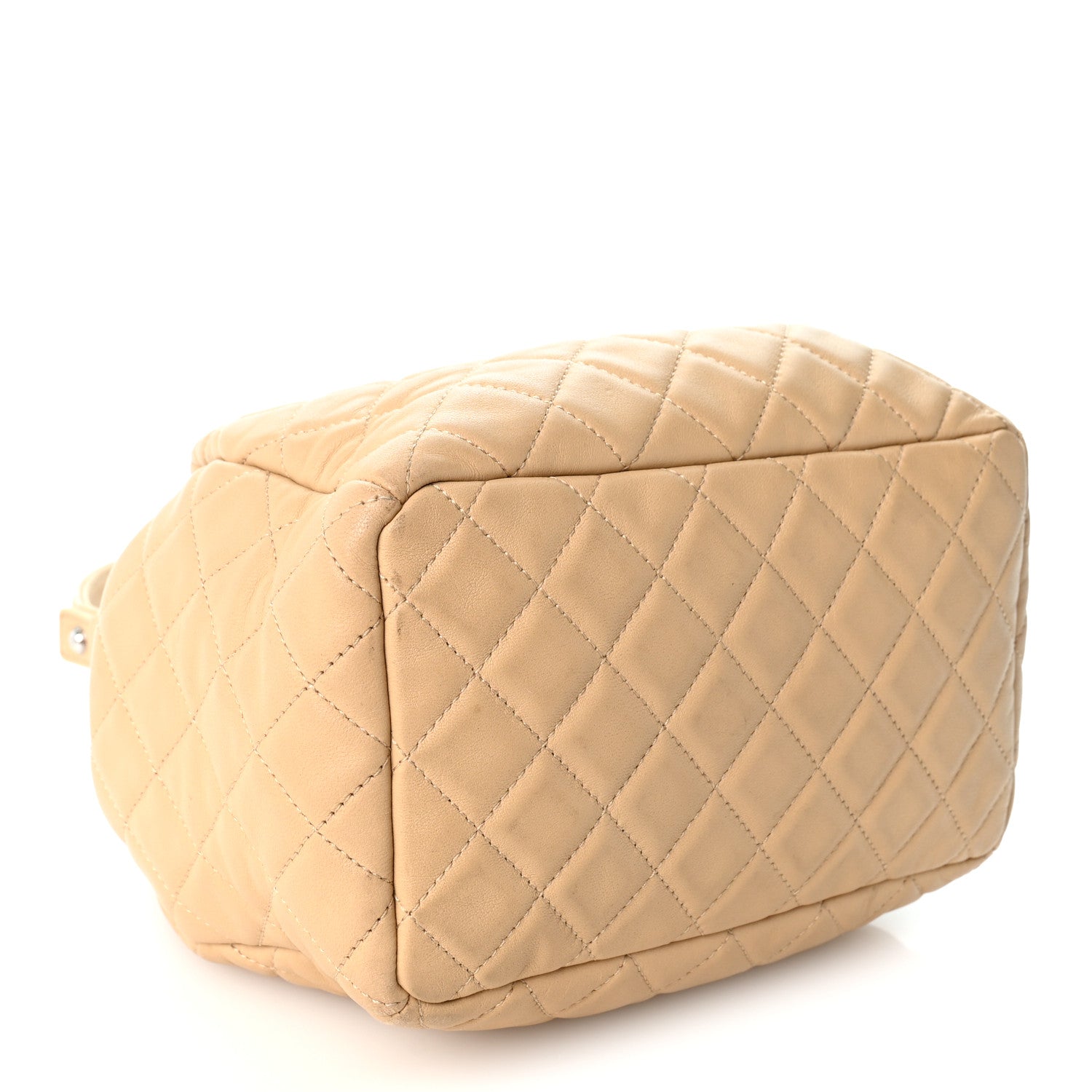 Chanel Lambskin Quilted Small CC Chain Bucket Drawstring Bag Light Beige 4 of 10