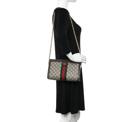 Gucci GG Supreme Monogram Web Small Ophidia Chain Shoulder Bag Brown 2 of 10