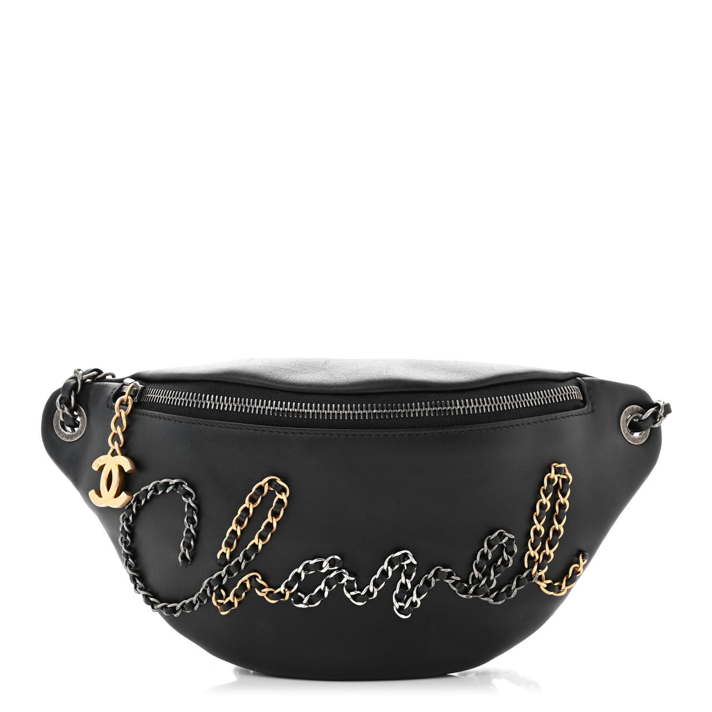 Calfskin Chain 20s Signe Waist Bag Black