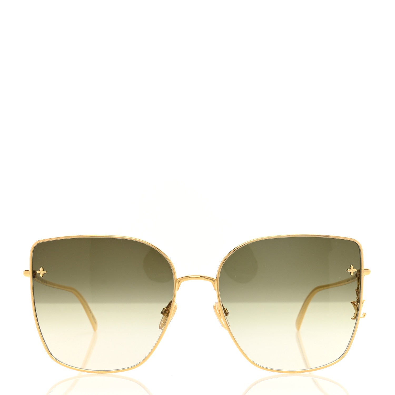Louis Vuitton Metal LV Charm Cat Eye Sunglasses Z1720U Gold 2 of 8