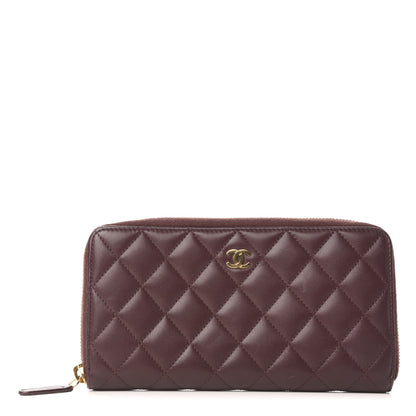 Chanel Lambskin Quilted Large Gusset Zip Around Wallet Burgundy 1 of 7