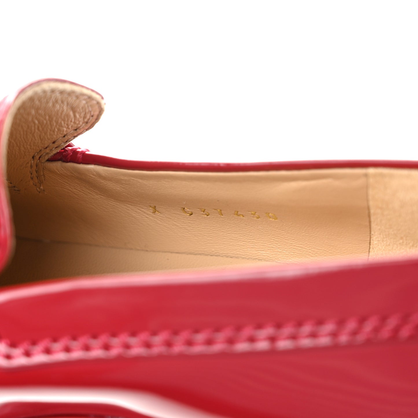 Shiny Calfskin Logo Loafers 35.5 Red