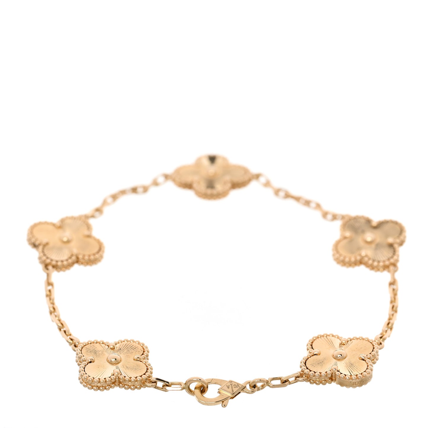 18K Yellow Gold 5 Motifs Guilloche Vintage Alhambra Bracelet