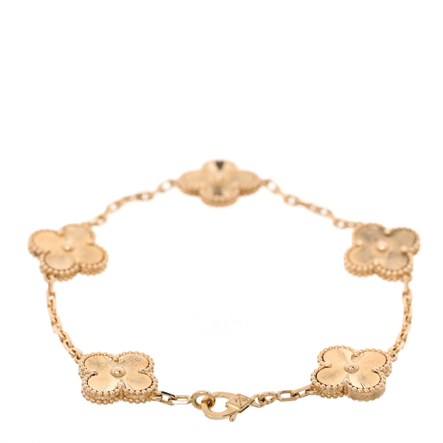 Van Cleef & Arpels 18K Yellow Gold 5 Motifs Guilloche Vintage Alhambra Bracelet 2 of 4