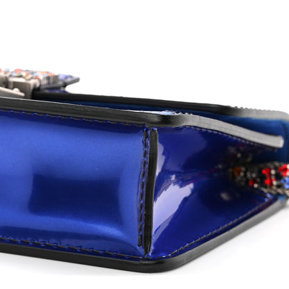 Christian Dior Metallic Patent Crystal Dioraddict Flap Bag Blue 9 of 9