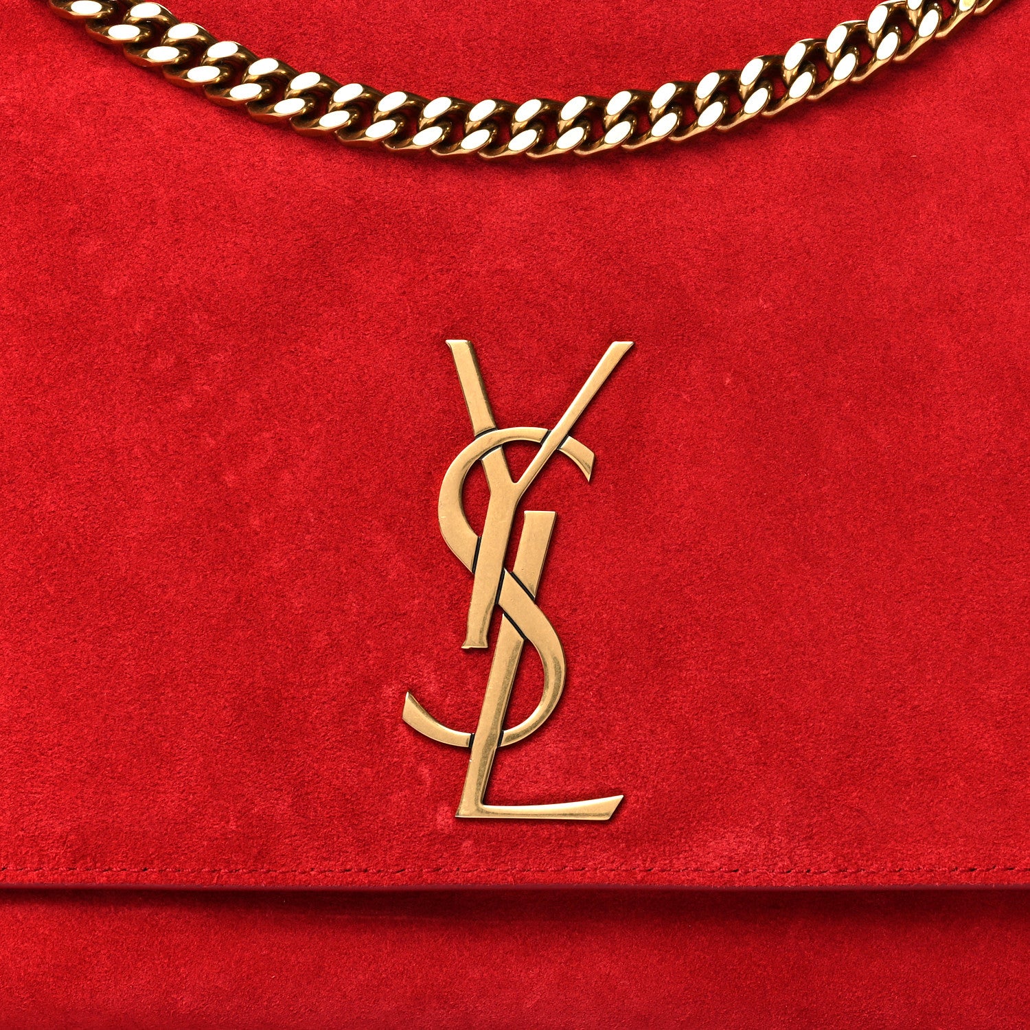 Saint Laurent Smooth Calfskin Suede Medium Reversible Monogram Kate Satchel New Red 7 of 14