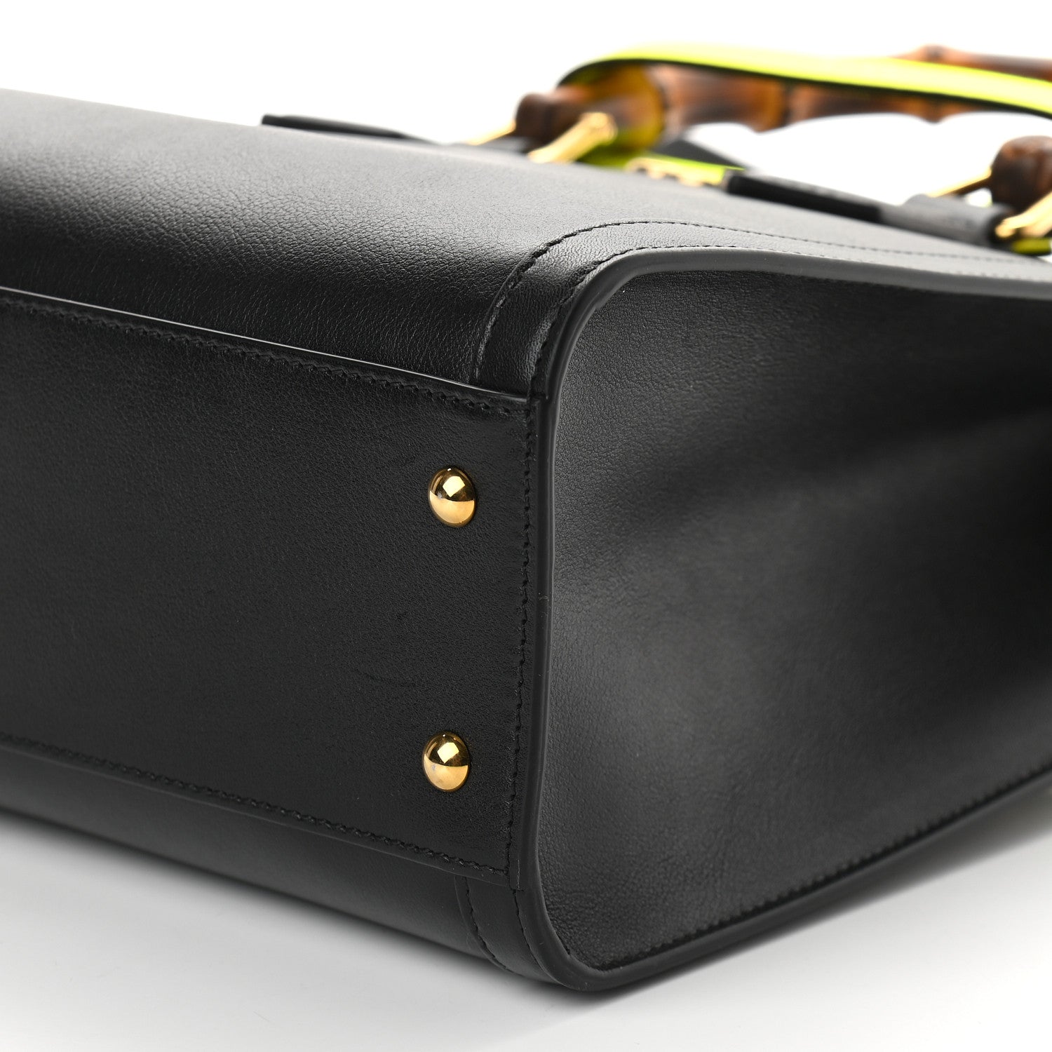 Gucci Calfskin Small Diana Tote Bag Black Yellow Fluo 9 of 9