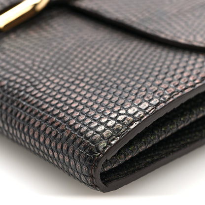 Delvaux Iridescent Lizard Calfskin Brillant Wallet On Chain Ebene Kaki 9 of 9