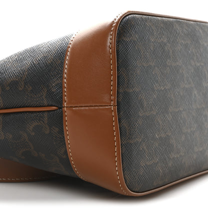 Celine Triomphe Canvas Calfskin Small Bucket Bag Tan 9 of 10