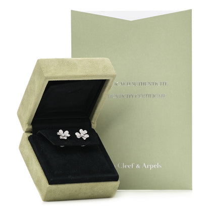Van Cleef & Arpels 18K White Gold Diamond Mini Frivole Pave Earrings 7 of 7