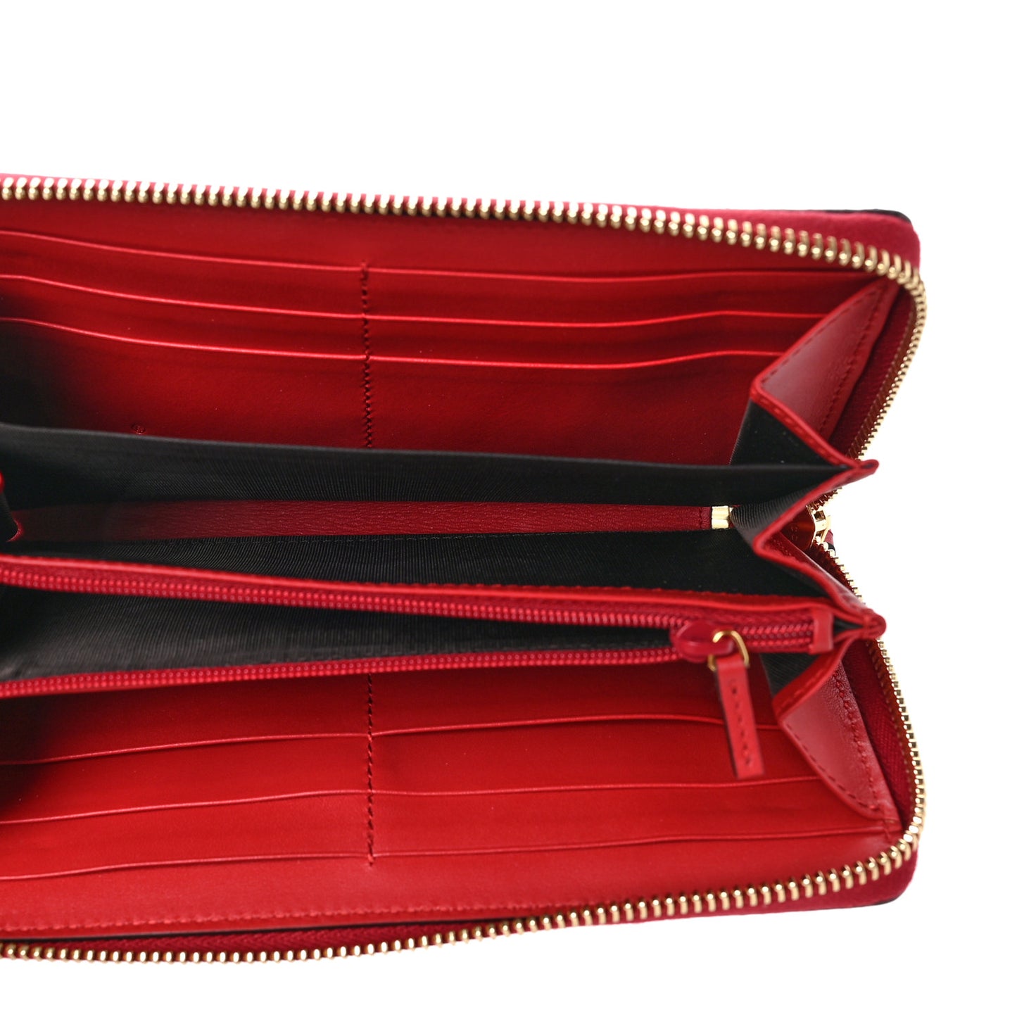 GG Supreme Monogram Mystic Cat Zip Around Wallet Red