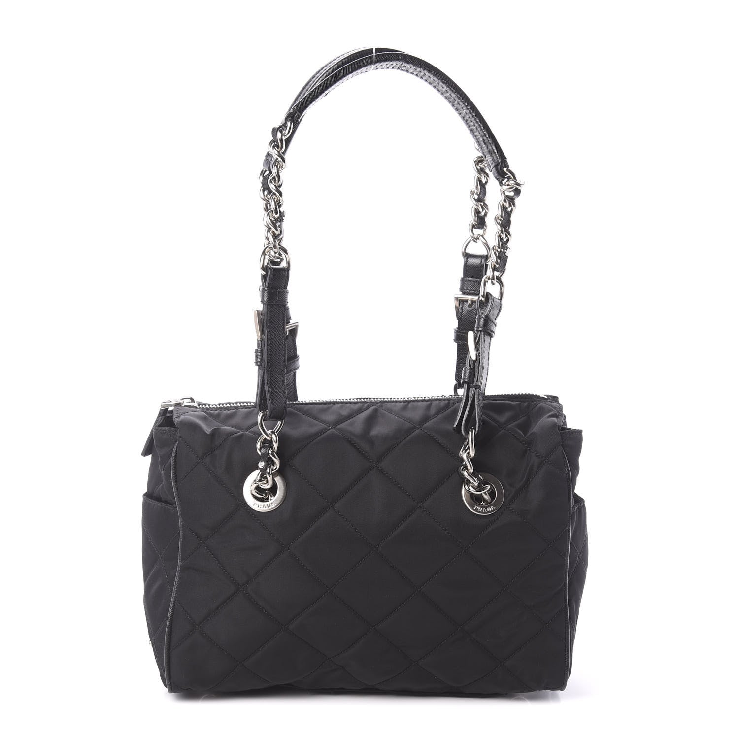 Prada Tessuto Nylon Saffiano Quilted Shoulder Bag Black 1 of 9