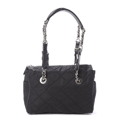 Prada Tessuto Nylon Saffiano Quilted Shoulder Bag Black 1 of 9
