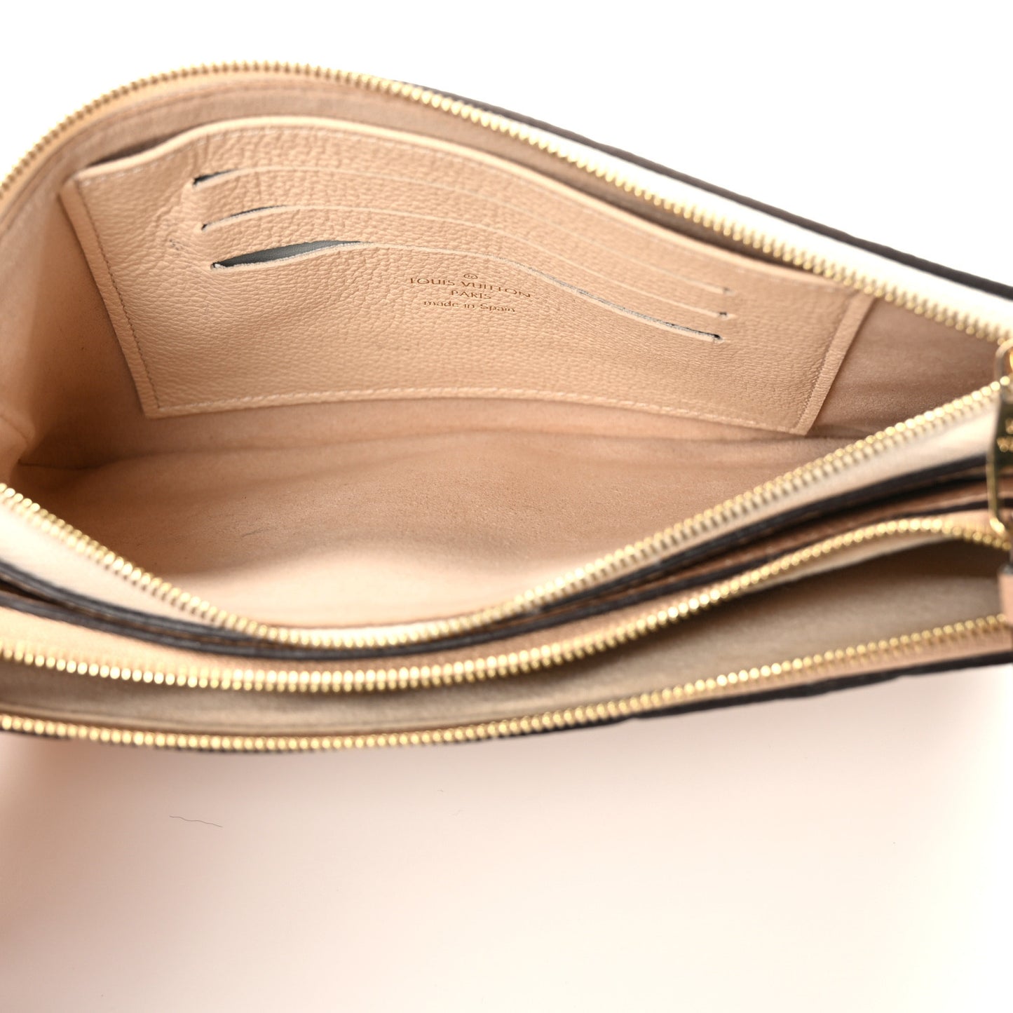 Empreinte Double Zip Pochette Beige Rose Creme
