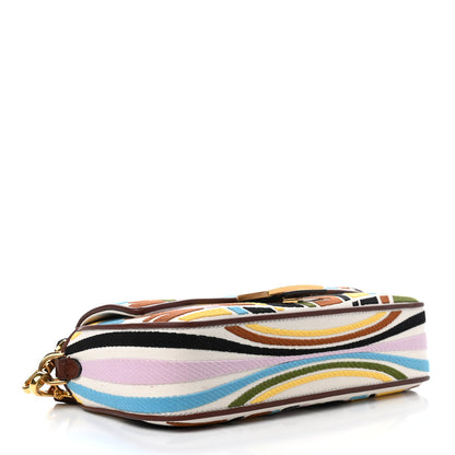 Fendi X SARA COLEMAN Canvas Vitello King Seta FF Fish Eye Embroidered Baguette Grezzo Multicolor Ghianda 4 of 12