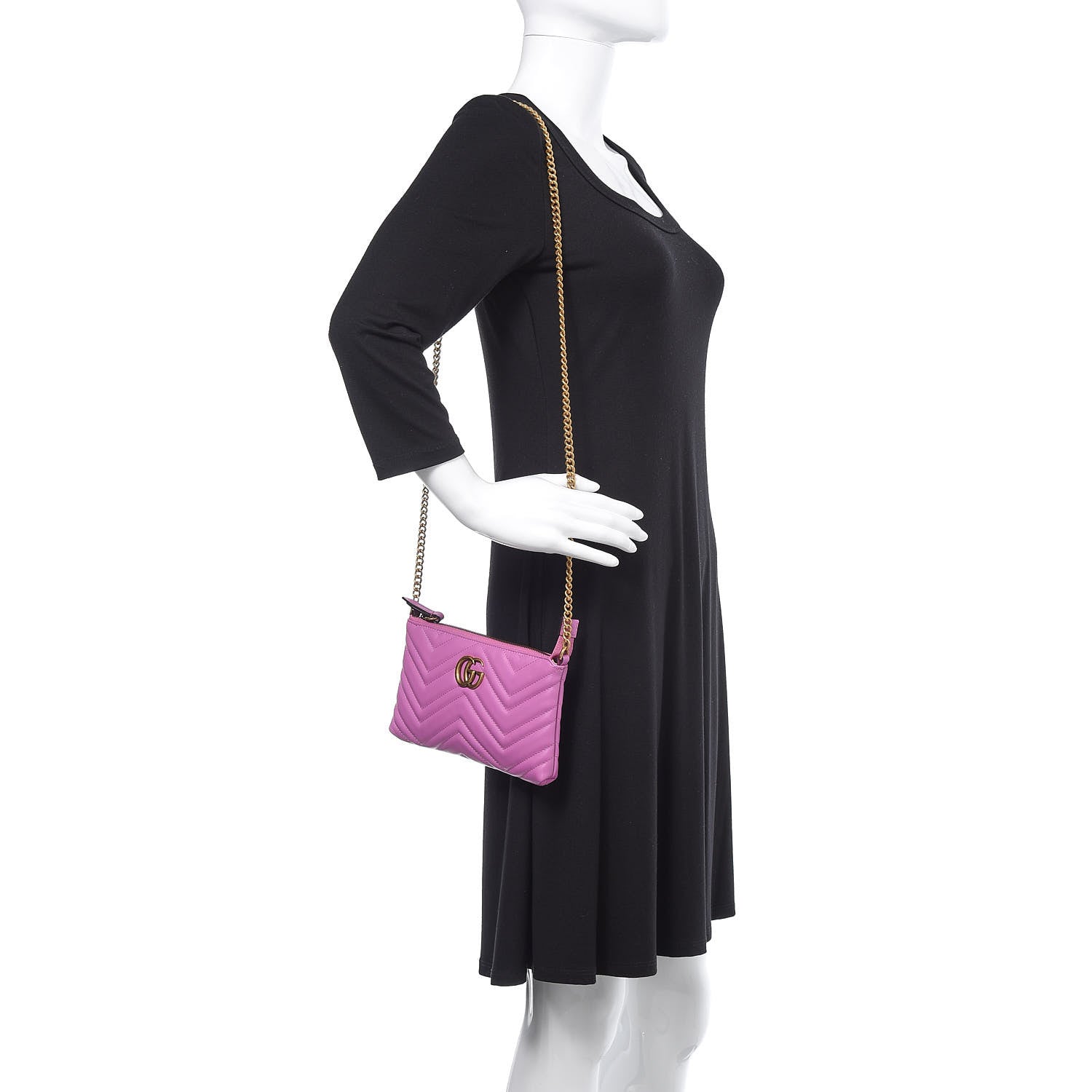 Gucci Calfskin Matelasse Mini GG Marmont Chain Bag Candy Mousse 2 of 10