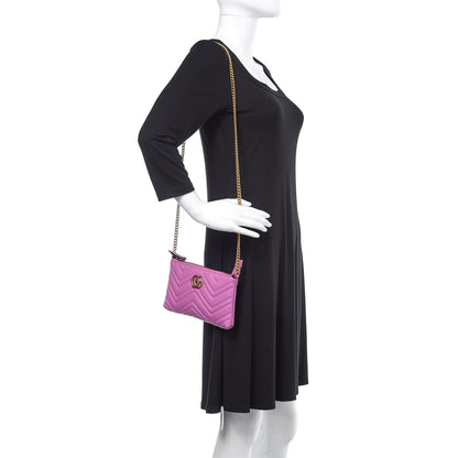 Gucci Calfskin Matelasse Mini GG Marmont Chain Bag Candy Mousse 2 of 10