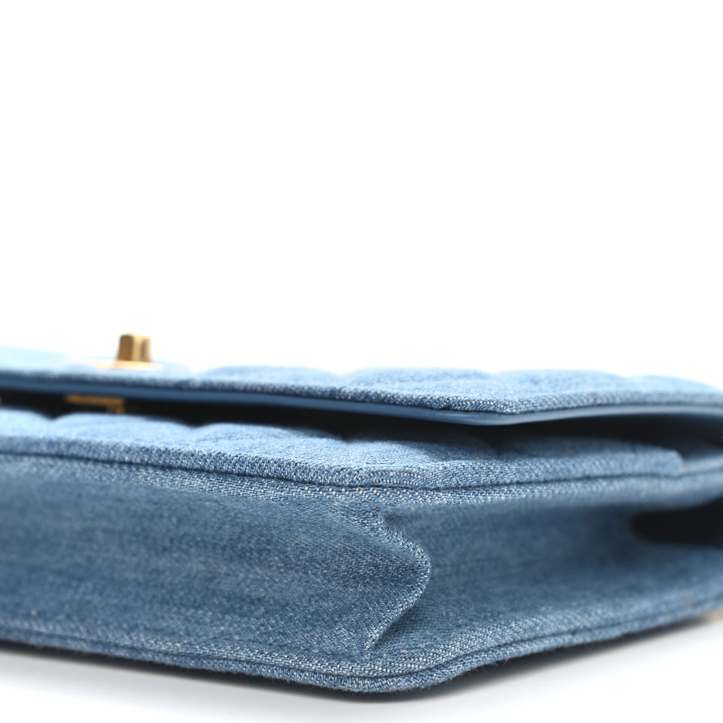Denim Quilted CC Pearl Crush Wallet On Chain WOC Blue