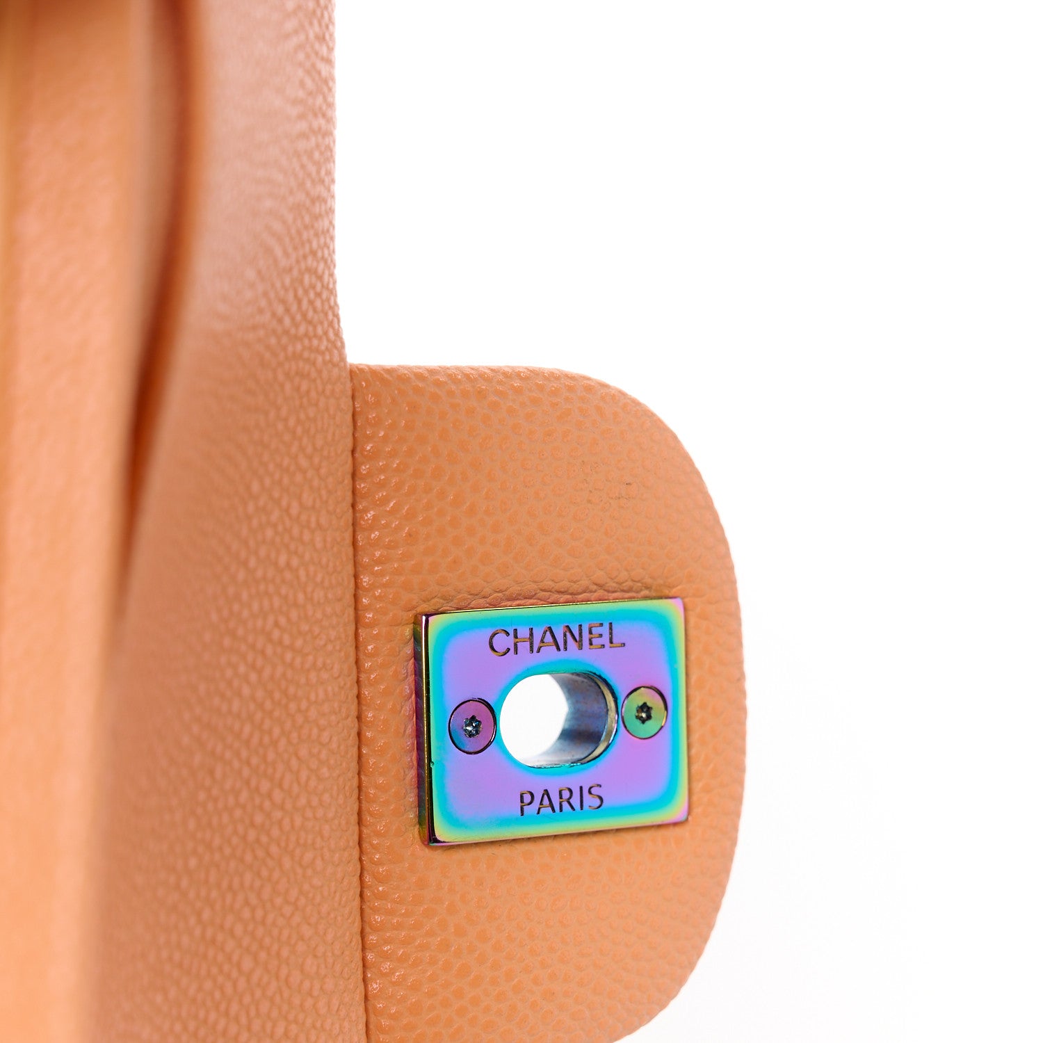 Chanel Caviar Quilted Rainbow CC Small Double Flap Orange 7 of 11