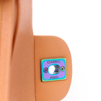 Chanel Caviar Quilted Rainbow CC Small Double Flap Orange 7 of 11