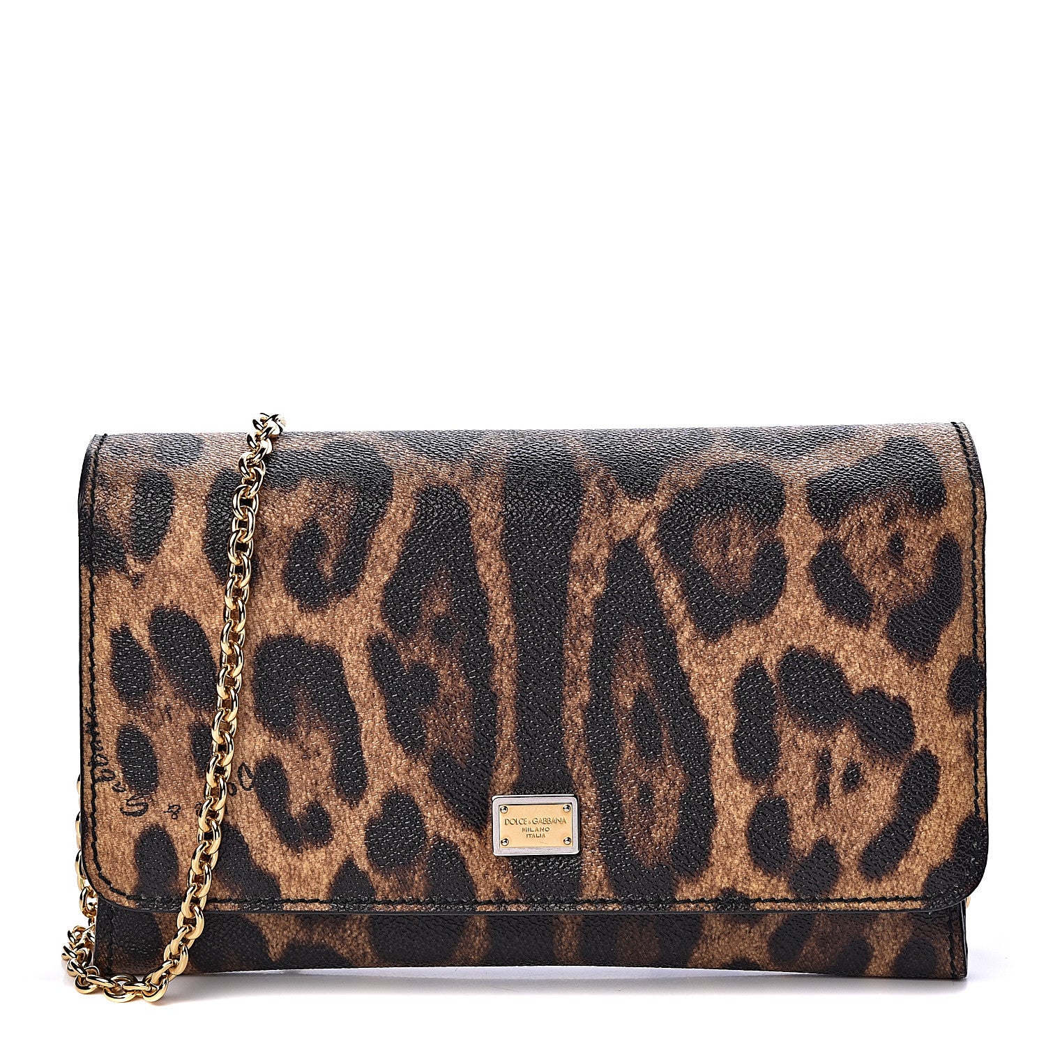 Dolce & Gabbana Dauphine Chain Flap Clutch Leopard 1 of 9