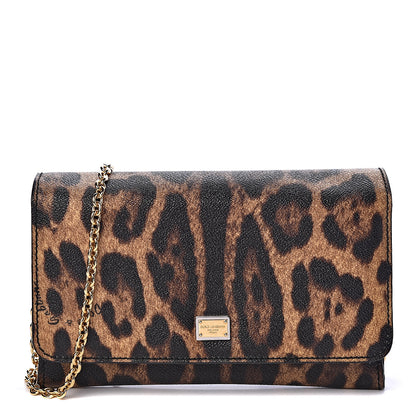 Dolce & Gabbana Dauphine Chain Flap Clutch Leopard 1 of 9