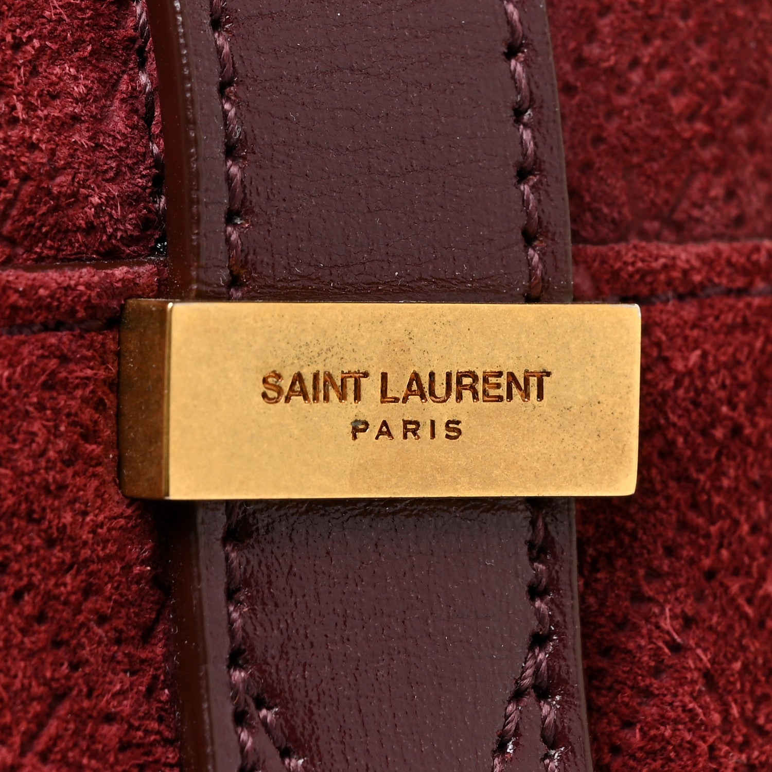 Saint Laurent Suede Monogram All Over Camera Bag Burgundy 10 of 13