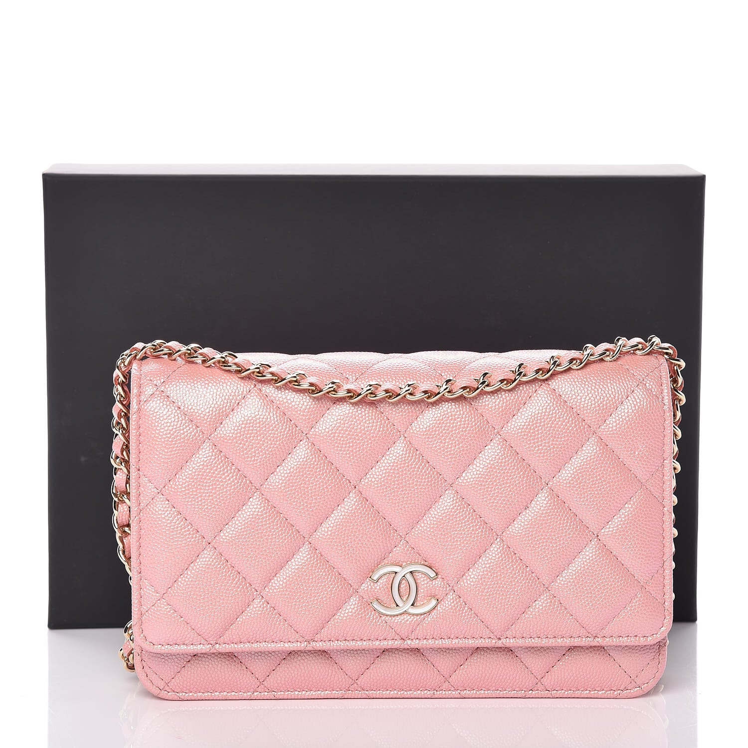 Chanel Iridescent Caviar Quilted Wallet on Chain WOC Rose Pink 11 of 11