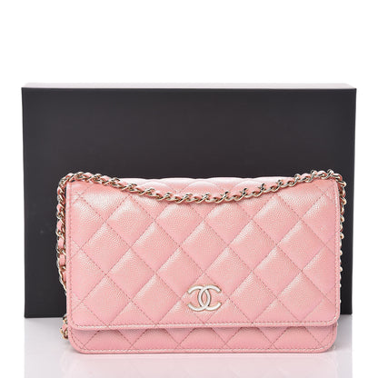 Chanel Iridescent Caviar Quilted Wallet on Chain WOC Rose Pink 11 of 11