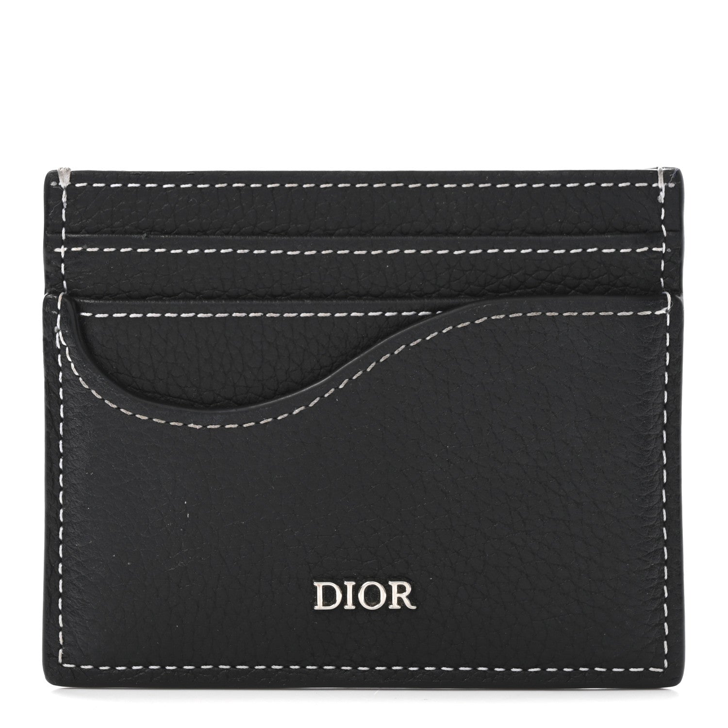 Christian Dior Grained Calfskin Saddle Card Holder Black 1 of 7