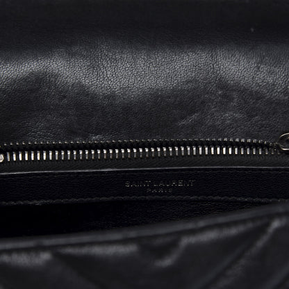 Saint Laurent Sheepskin Matelasse Chevron Monogram Medium College Bag Black 10 of 13