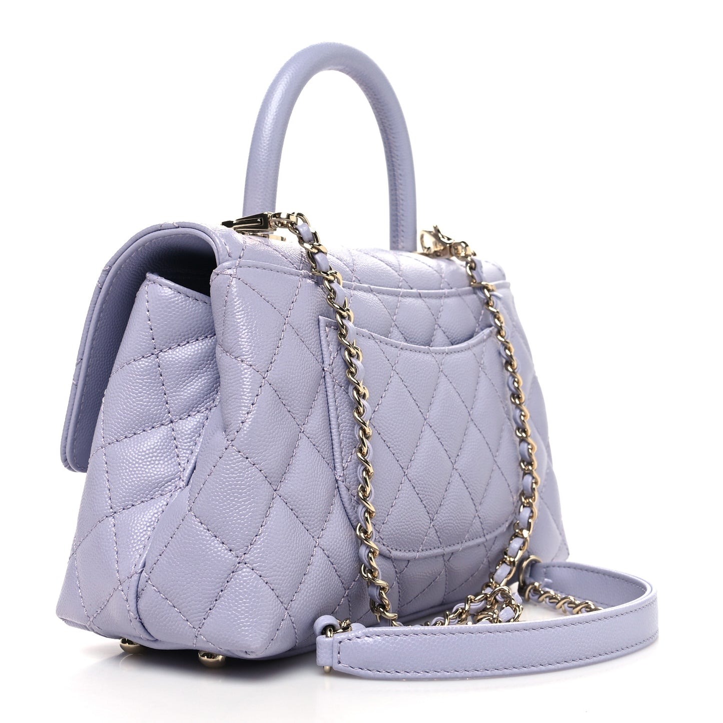 Caviar Quilted Mini Coco Handle Flap Light Purple