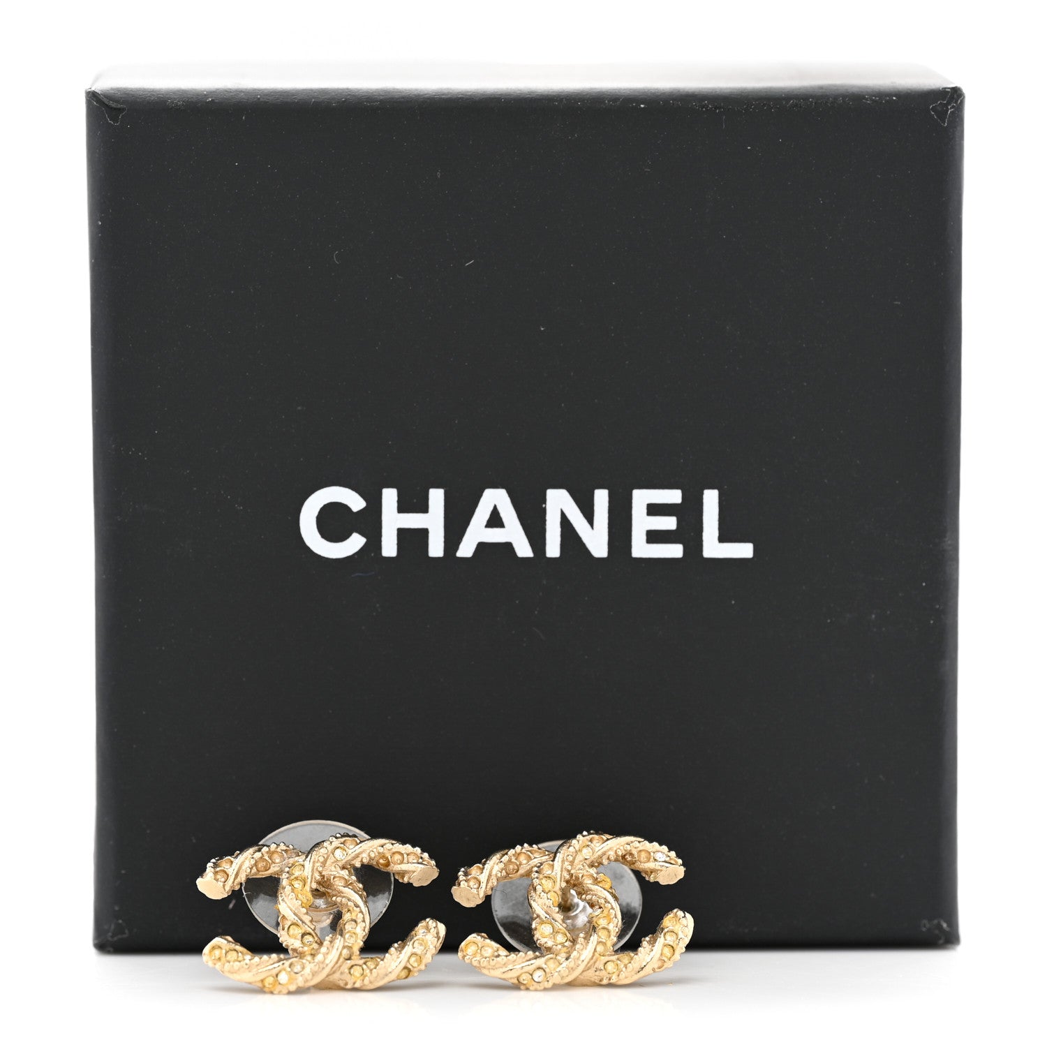 Chanel Crystal Twisted CC Earrings Gold 5 of 5